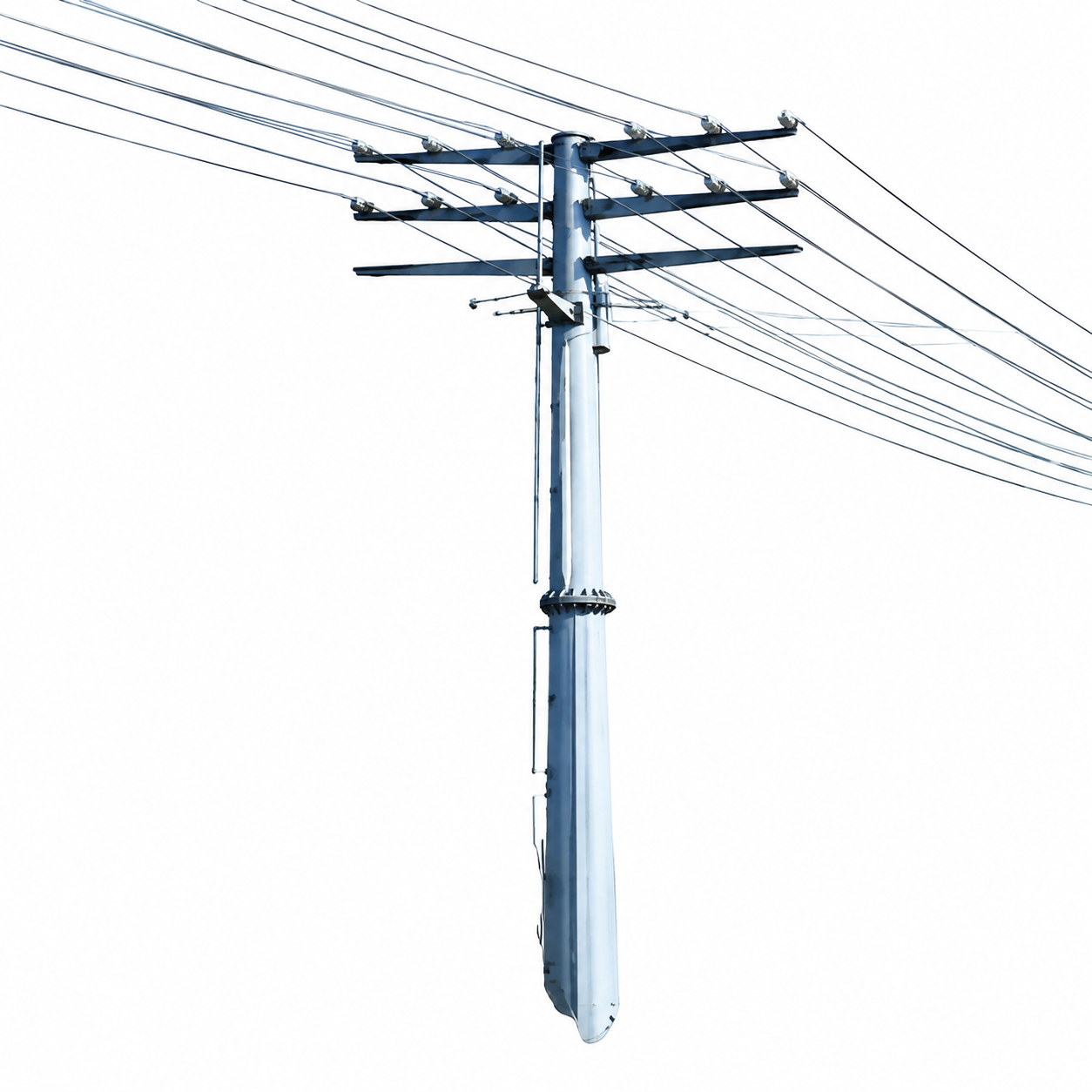 Tiang Baja Bulat dari Pipa Baja untuk Saluran Transmisi Tunggal/Ganda (Straight & Angle), Dilapis Seng Panas (Hot-Dip Galvanized), Tegangan 10 kV / 220 kV - 5