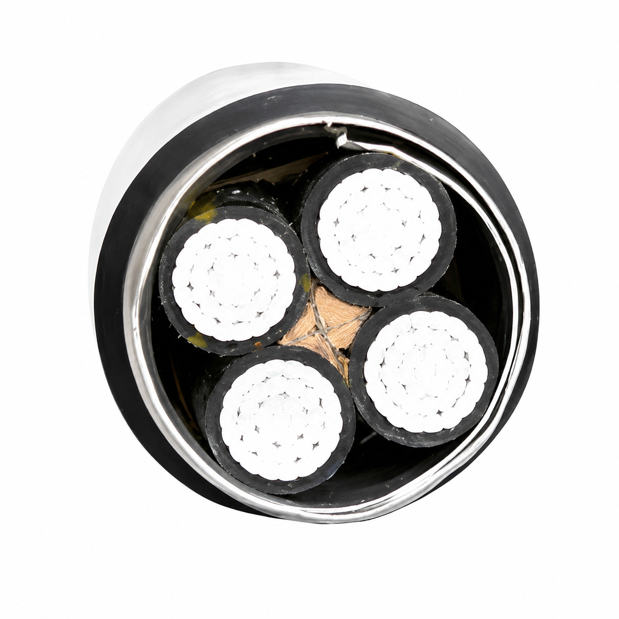 Kabel listrik tegangan tinggi XLPE berbahan aluminium alloy, kelas tegangan 33 kV, berpenguat logam non-magnetik, tipe YJLHY72 - 4