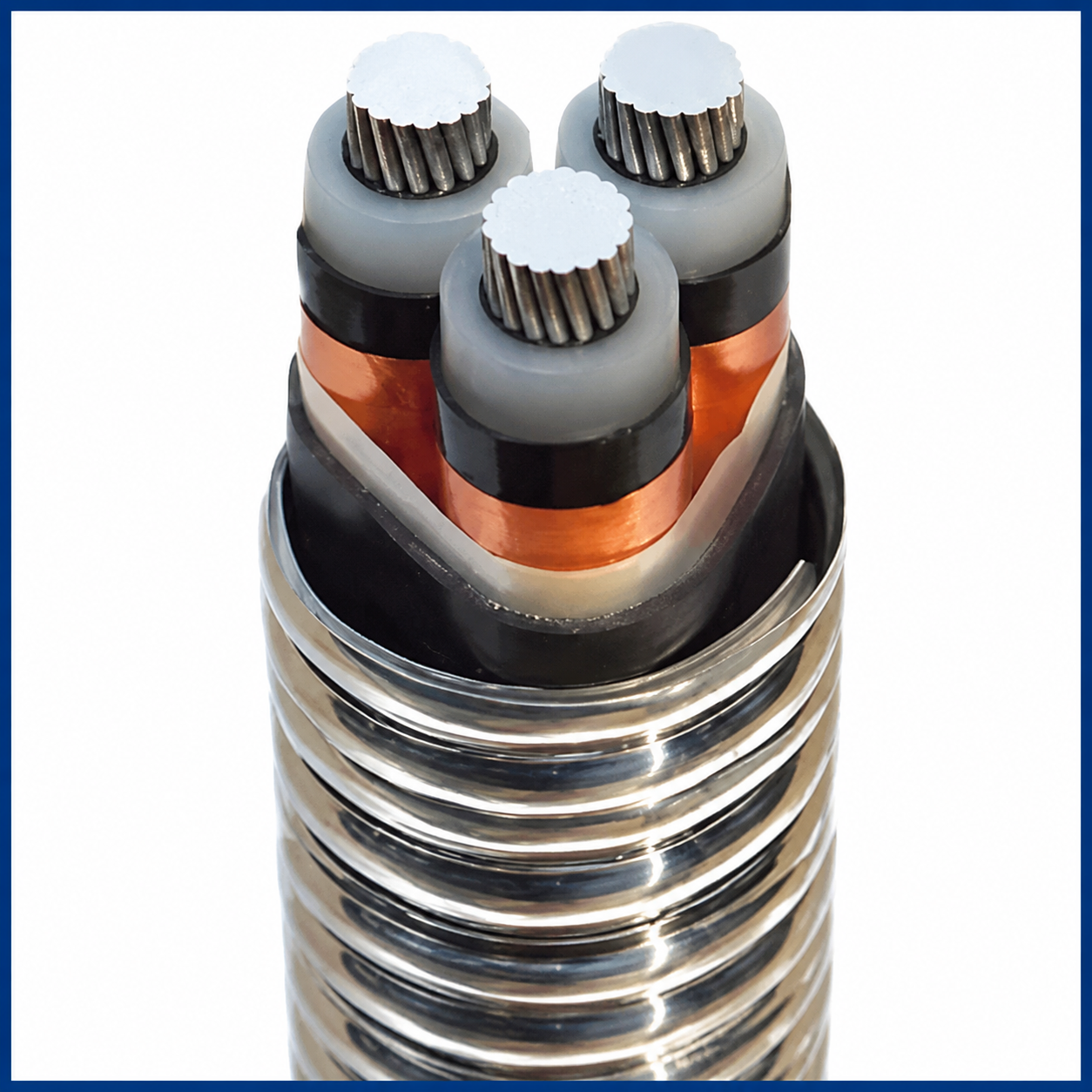 Kabel listrik tegangan tinggi XLPE berbahan aluminium alloy, kelas tegangan 33 kV, berpenguat logam non-magnetik, tipe YJLHY72