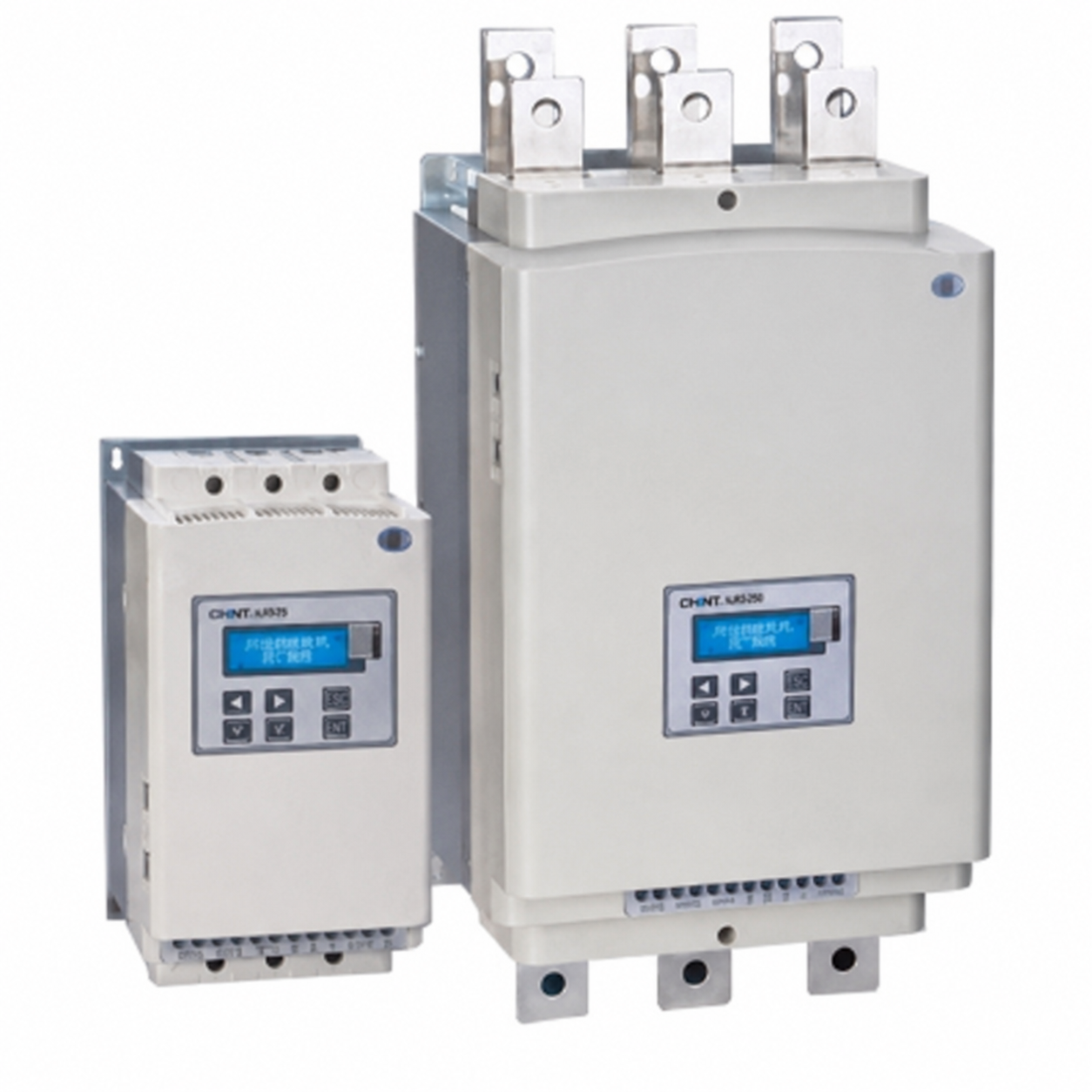 Soft Starter Shanghai untuk Motor — Panel Soft Starter XPR1-CN-132-3/160 kW, Arus Nominal 250–75 A, Tegangan 90 V, Arus Maksimum 185 A