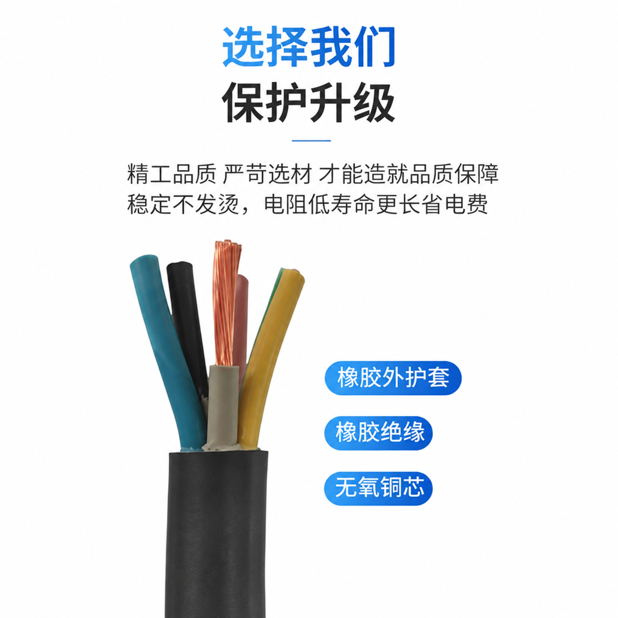 Kabel tembaga inti karet YZ, multi-inti 2–5 konduktor, standar nasional Tiongkok (GB), tipe menengah tahan lama - 4
