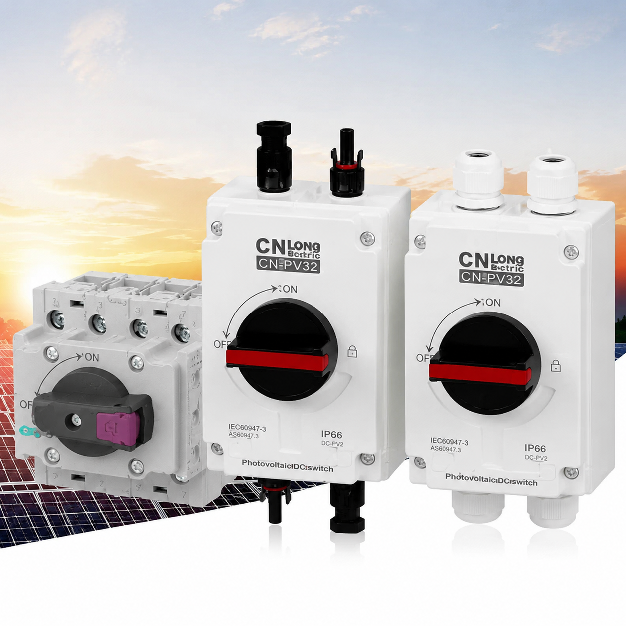 Pemutus Isolasi untuk Fotovoltaik Luar Ruangan, DC1200 V, 32 A, IP66