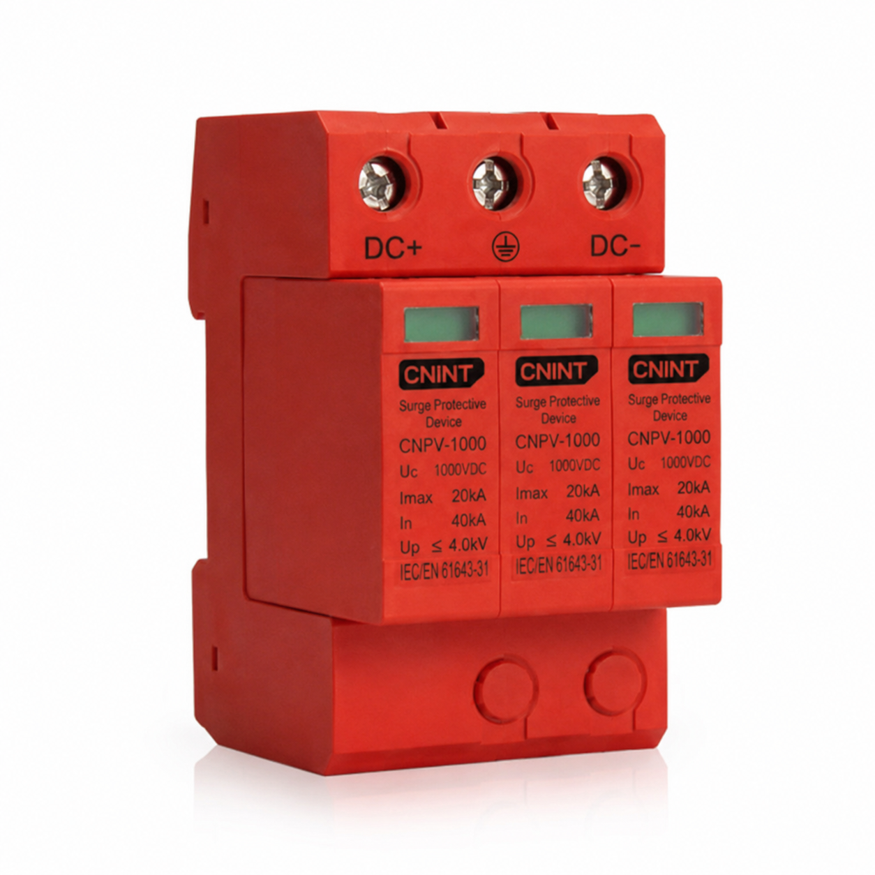 Arrester PV untuk Proteksi Petir, DC1000 V/2P/3P/40 kA, Kelas T2, Tingkat Proteksi C