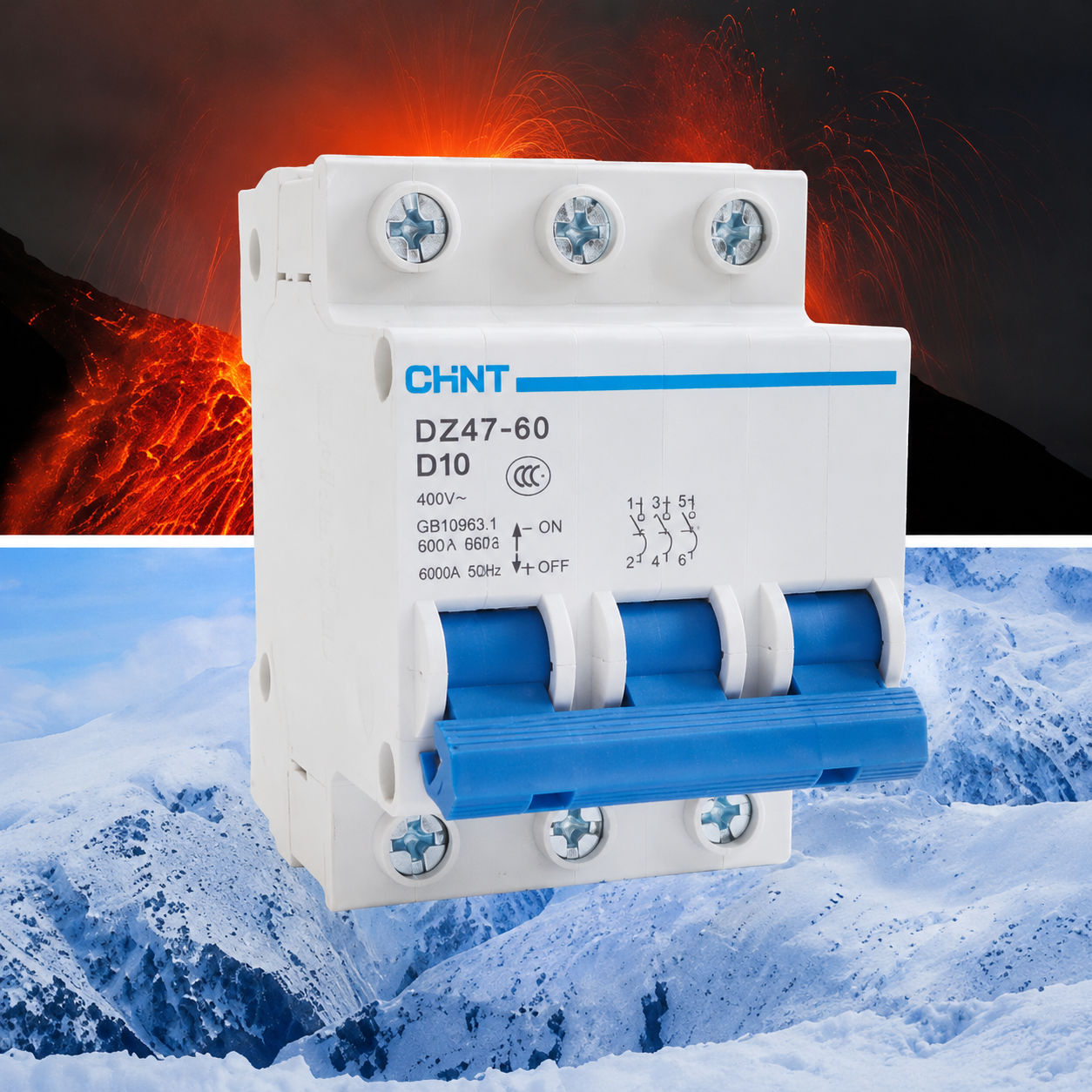 Miniature Circuit Breaker (MCB) / Air Circuit Breaker (ACB) untuk Penggunaan Domestik, Model DZ47-60, Tiga Fasa dan Empat Fasa (3P/4P) - 3