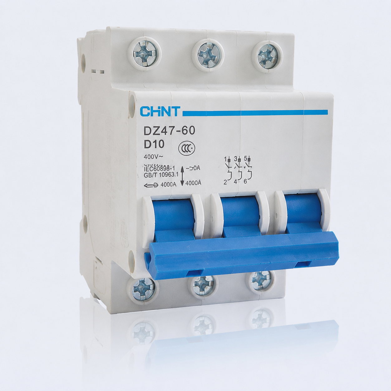 Miniature Circuit Breaker (MCB) / Air Circuit Breaker (ACB) untuk Penggunaan Domestik, Model DZ47-60, Tiga Fasa dan Empat Fasa (3P/4P)