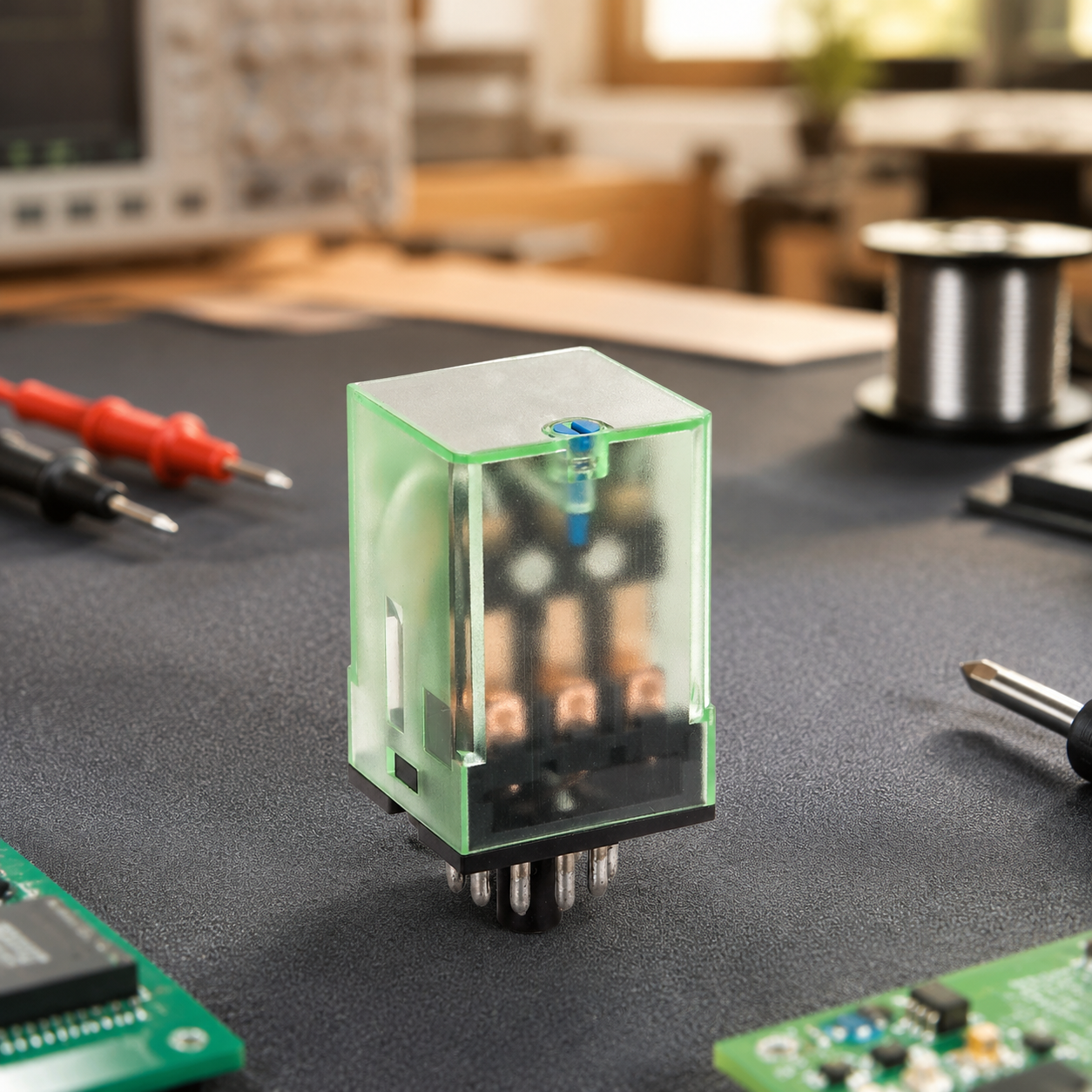 Relay elektromagnetik kecil NJDC-12 dengan tombol uji - 3